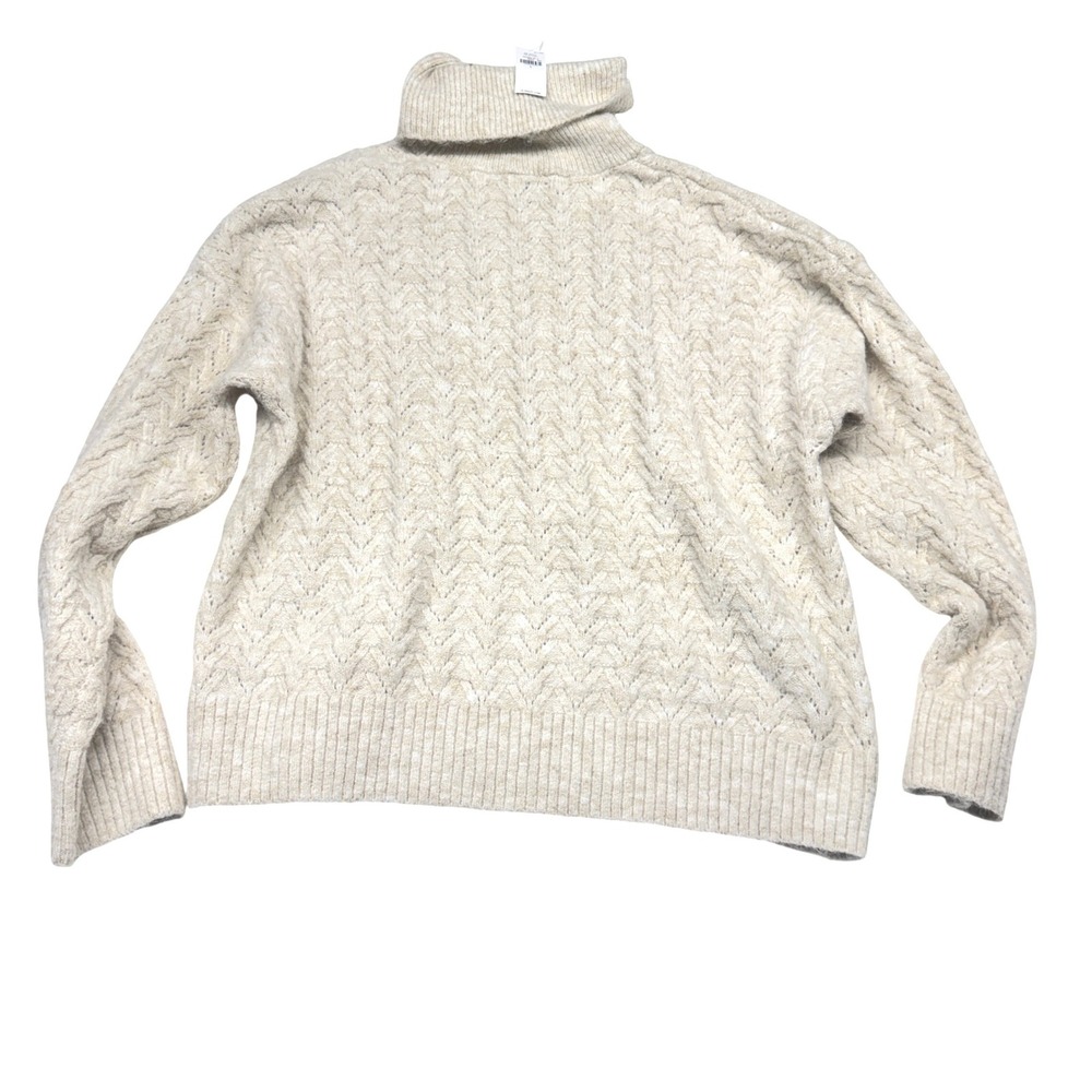Old Navy Go-Recycled Cream Cable Knit Turtleneck Sweater Large NEW chunky